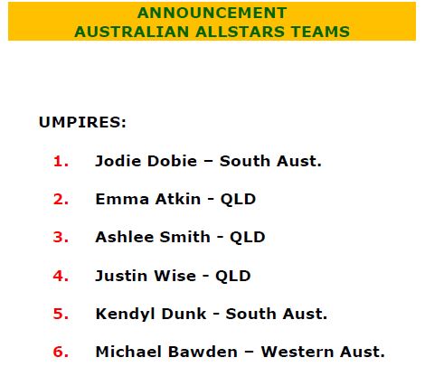 INA is proud to announce our Australian AllStars…